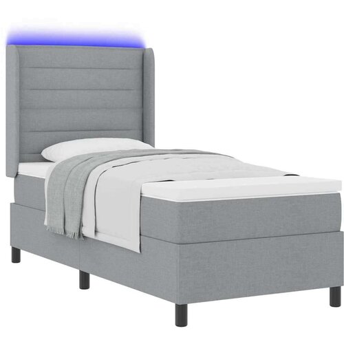  Krevet s oprugama i madracem &amp;amp;amp LED svjetlosiva 100 x 200 cm tkanina Slike