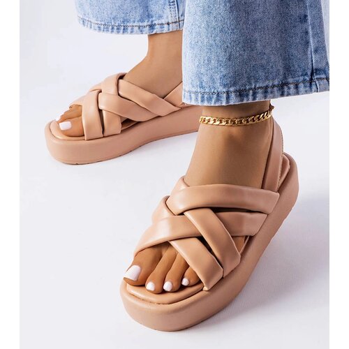 Gemre Light brown platform sandals Horseshoe Cene