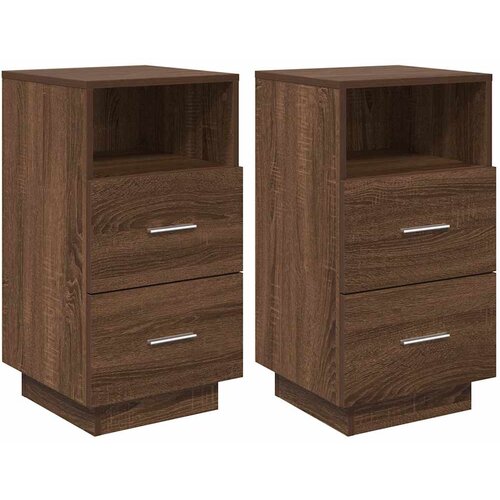 Maison Chic Dvo delni komplet Nočne omarice - Nočne mize z 2 predaloma rjavi hrast 36x36x68 cm, (21688210) Cene