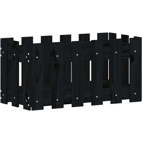 vidaXL Vrtno korito z ograjico črn 60x30x30 cm trdna borovina Cene