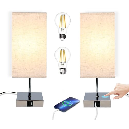 Nettlife Lampe de chevet tactile &amp;agrave; intensit&amp;eacute; variable vintage E27 avec fonction de chargement USB LED modifiable, (22143992) Slike