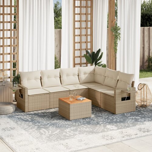 vidaXL 7-dijelni set vrtnih sofa od poliratana s jastucima bež Cijene