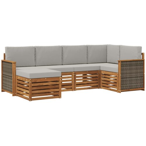 vidaXL Kotna sedežna garnitura z blazino 5 pcs Naravna in svetlo siva, (5000283870) Cene
