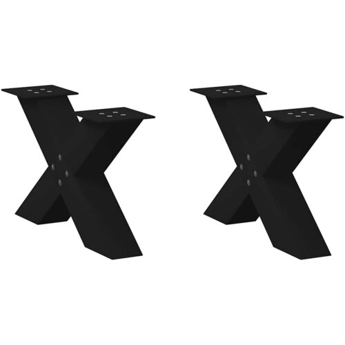 VidaXL noge kavne mize v obliki črke x 2 kosa črna 60x(30-31) cm jeklo Slike