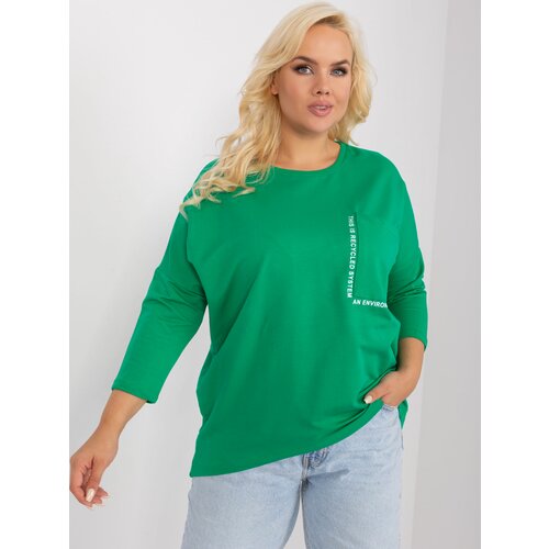 Fashion Hunters Green women's plus size blouse with a longer back Slike