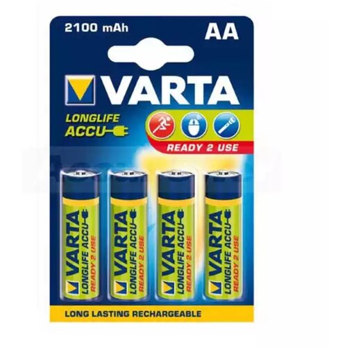 Varta HR6 AA Recharge Accu Power 2100 mAh 56706 Rechargeable batteries 4 pc(s) Green, Yellow Slike