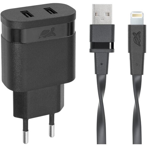  Stenski polnilec RivaPower VA4125 BD2 Black 3,4A / 2xUSB + kabel MFi Lightning 1.2m Cene