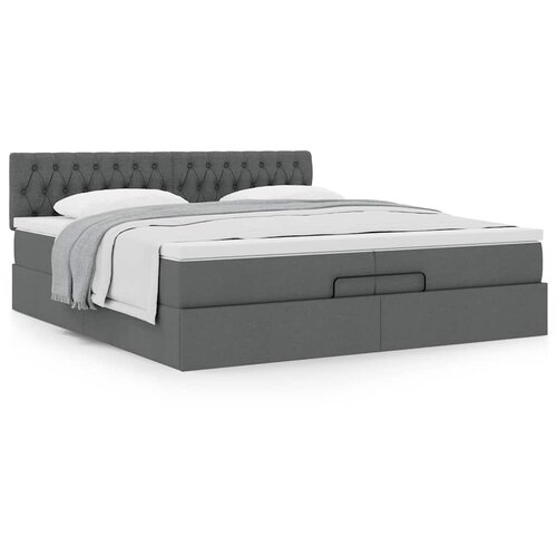 VidaXL Otomanski posteljni okvir z vzmetnico temno siv 200x200 cm Slike