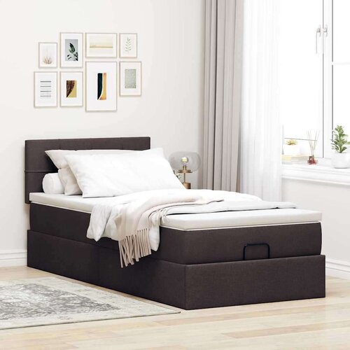 VidaXL otomanski okvir kreveta s madraca tamnosmeđi 100x200cm tkanine Slike