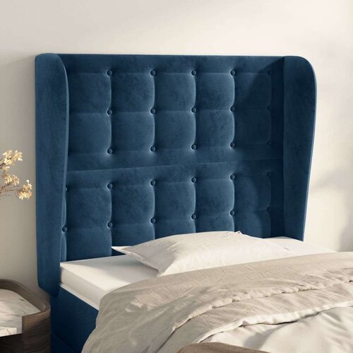  Uzglavlje s u&amp;scaron;ima tamnoplavi 103x23x118/128 cm bar&amp;scaron;unasti Slike