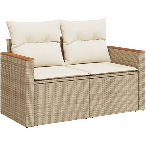 9-dijelni set vrtnih sofa s jastucima bež od poliratana 61 x 62 x 69 cm Slike