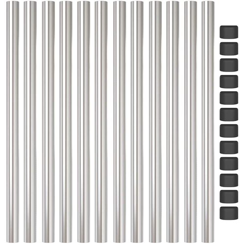  Stup za ogradu 12 pcs Srebrno 90 cm Čelik s pra&amp;scaron;kastim premazom Slike