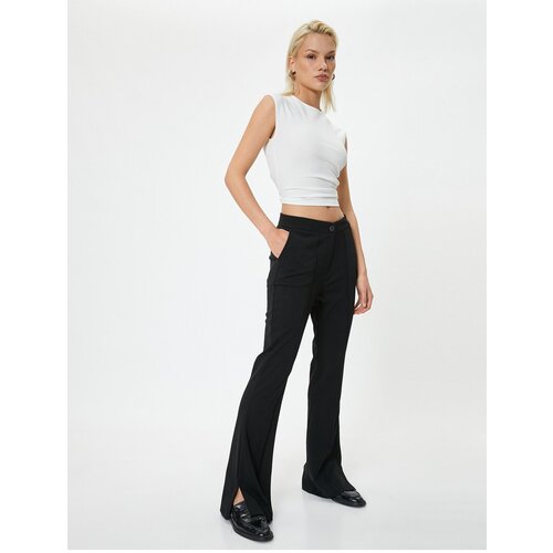 Koton Flare Leg Trousers Ribbed Legs with Slit Detail Slike