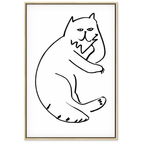  Slika - Cat Relaxing (1 Part) Vertical 40x60 U prirodnom drvenom okviru Slike