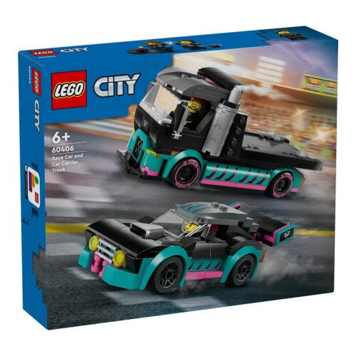 Lego city great vehicles race car and car carrier truck ( LE60406 ) Slike