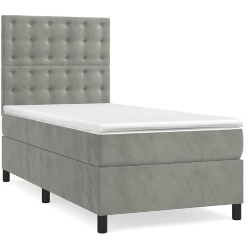 Maison Chic Box spring postelja - Vzmetna postelja z vzmetnico svetlo siva 80x200 cm žamet SL677, (21910263) Cene