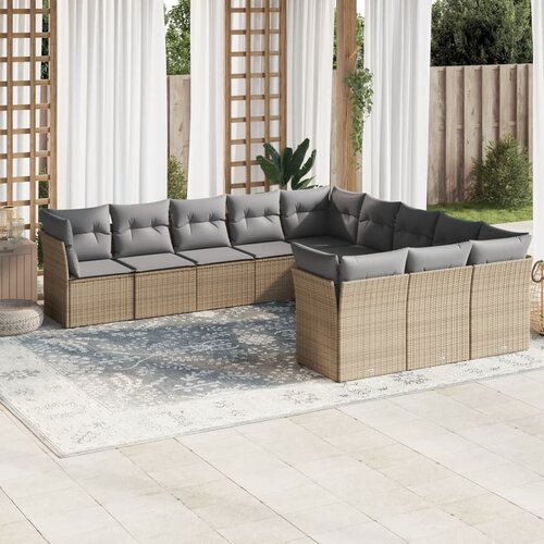 vidaXL 11-dijelni set vrtnih sofa od poliratana s jastucima bež Cijene