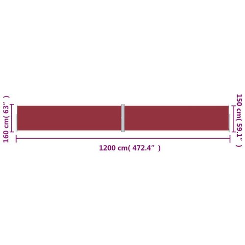 VidaXL Uvlačiva bočna tenda crvena 160 x 1200 cm Slike