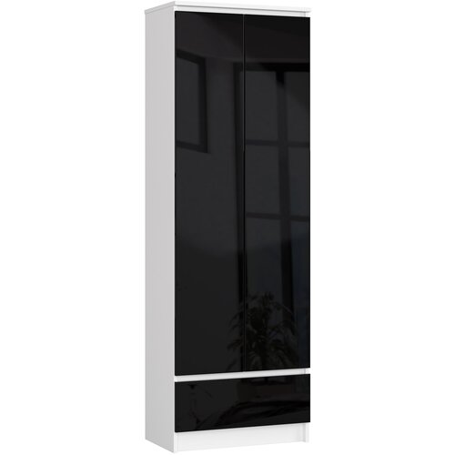 AKORD OFISNA POLICA KABINET R 60 cm CLP 1 PREDALNIK 2 VRATA BELO / ČRNO SIJAJ, (21714296) Cene
