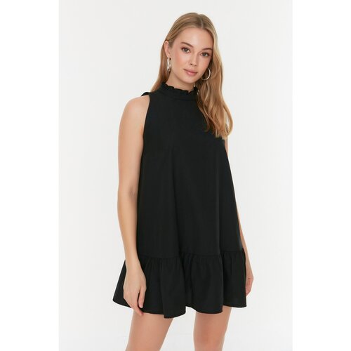 Trendyol Black Petite Stand Collar Dress Slike