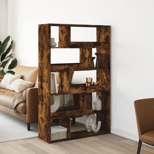 vidaXL Pregrada za prostor dimljen hrast 100x33x156,5 cm inž. les Cene