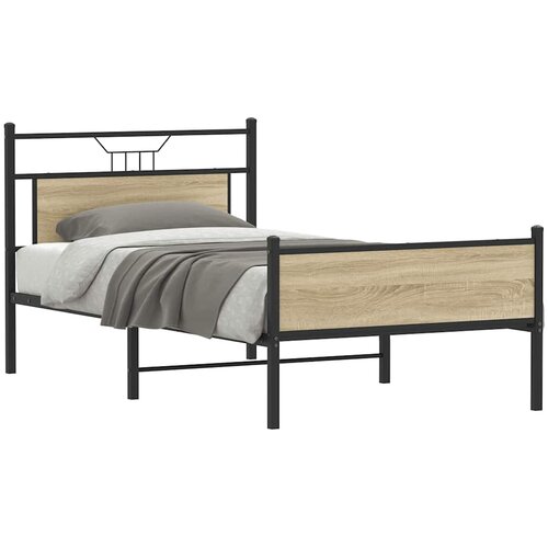 vidaXL Posteljni okvir brez vzmetnice hrast 100x200 cm inženirski les Cene