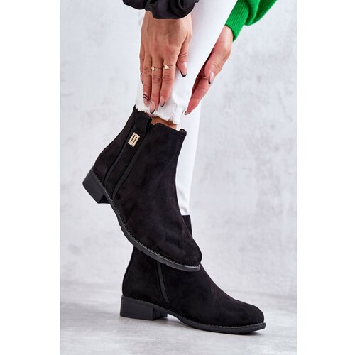 Kesi Women's Suede Boots With Ornament Black Giana Slike