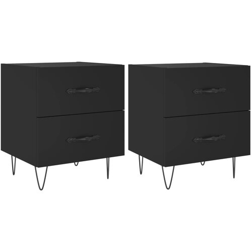 Maison Chic Dvo delni komplet Nočne omarice - Nočne mize črna 40x35x47,5 cm inženirski les, (21688629) Slike