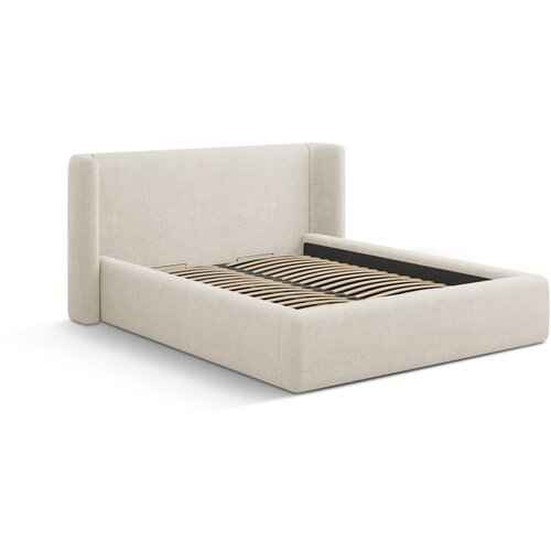 Windsor &amp;amp; Co Sofas Kremno bela oblazinjena zakonska postelja s prostorom za shranjevanje z letvenim dnom 200x200 cm Jason &amp;ndash; Slike