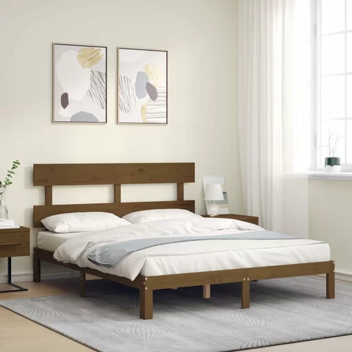  kreveta s uzglavljem boja meda 160 x 200 cm masivno drvo