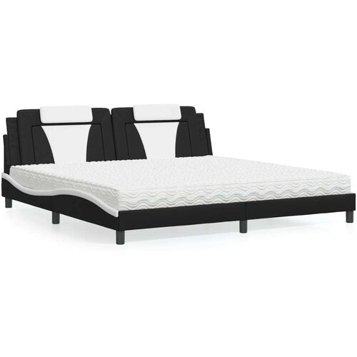  Krevet s madracem crno-bijeli 200 x 200 cm od umjetne kože Cene