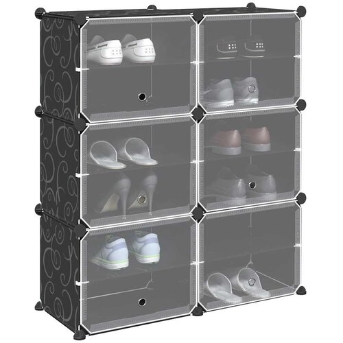 VidaXL Organizator za shranjevanje kock s 6 kockami in vrati Black PP Slike