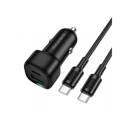 Borofone BZ34B avtopolnilec Type C (20W) USB A (18W) PD 38W QC 3.0 s kablom Type C - Type C 1m - črn Cene