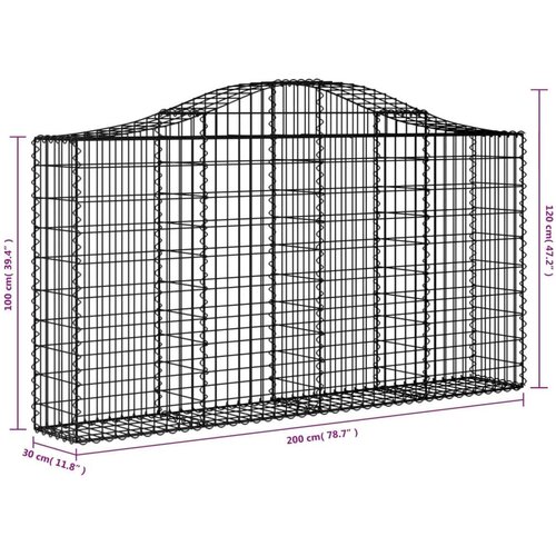  Lučne gabionske ko&amp;scaron;are 12kom 200x30x100/120cm pocinčano željezo Slike