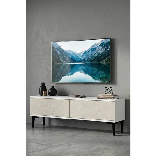 Hanah home TV komoda Didema 120, 120 cm, bela / travertin Cene