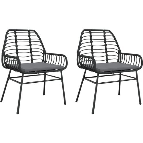 Maison Chic Vrtni stoli - Stol za vrt 2 kosa z blazinami črn poli ratan JS1387, (21877185) Slike