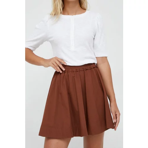 Sisley Pamučna suknja boja: smeđa, mini, širi se prema dolje