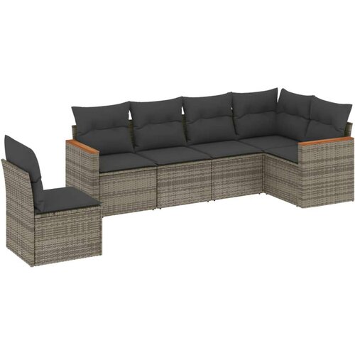VidaXL 6-dijelni set vrtnih sofa od poliratana s jastucima sivi Slike