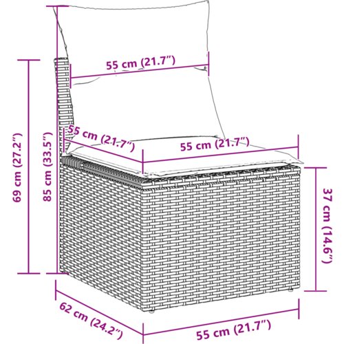 vidaXL 9-komadni set vrtnih sofa s jastučićima Crni Poli ratan Akacija Cene