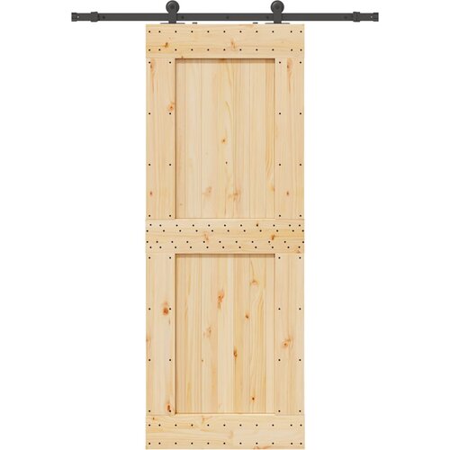 VidaXL Klizna vrata s priborom za montažu 85 x 210 cm masivna borovina Slike