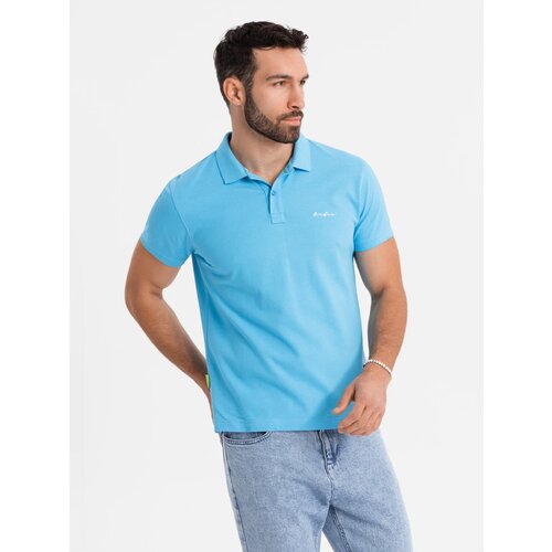 Ombre Cotton pique knit polo shirt - light blue Cijene