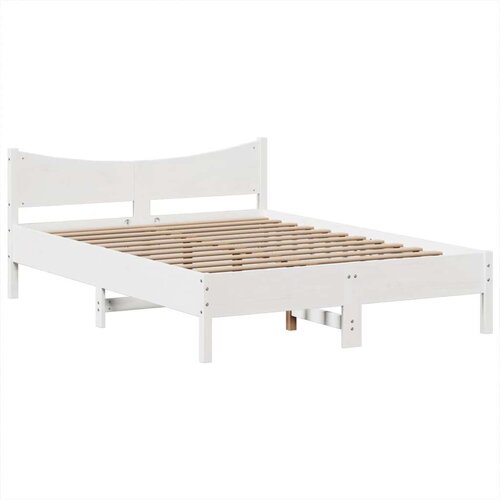 VidaXL Okvir kreveta bez madraca bijeli 140 x 190 cm masivna borovina Slike