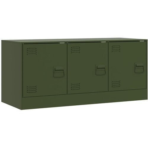 Maison Chic TV omarica - TV enota - Televizijska omarica olivno zelena 99x39x44 cm jeklo, (21699837) Slike