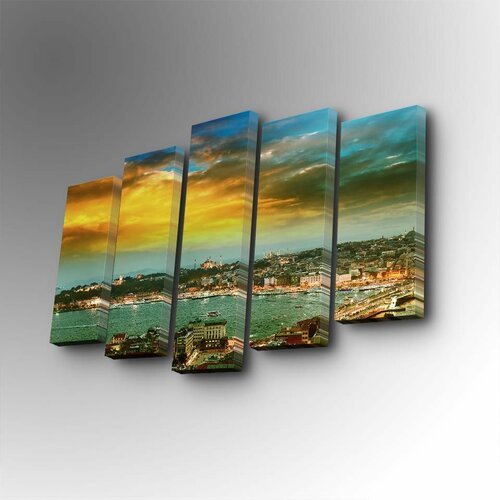 Wallity 5PUC-090 multicolor decorative canvas painting (5 pieces) Slike