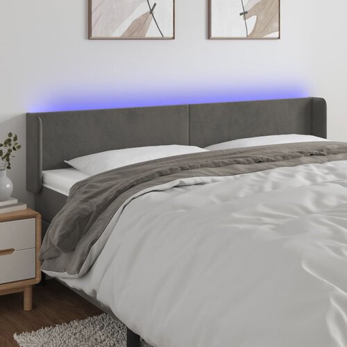 vidaXL LED posteljno vzglavje temno sivo 203x16x78/88 cm žamet Cene