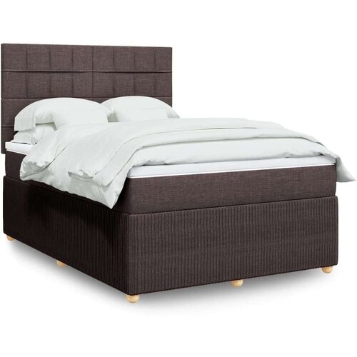 vidaXL Box spring postelja z vzmetnico temno rjava 160x200 cm blago, (21305094) Cene