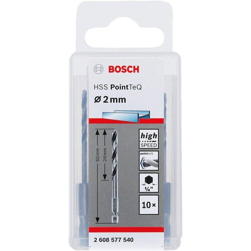 Bosch HSS spiralna burgija PointTeQ 2,0 mm sa šestougaonim HEX prihvatom pakovanje od 10 komada - 2608577540 Cene