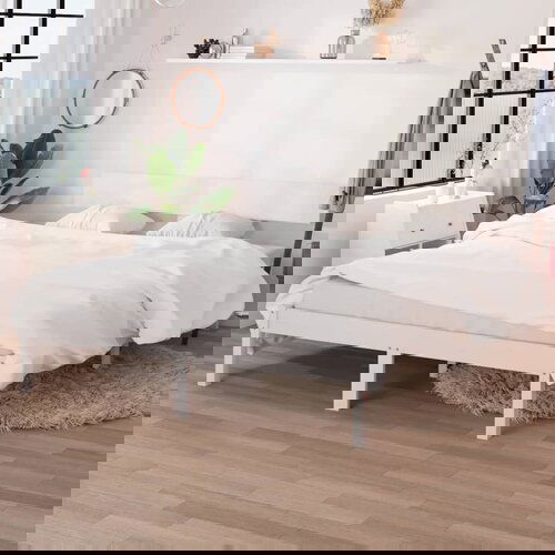 The Living Store Posteljni okvir bel iz trdne borovine 160x200 cm - Posteljni Okvir, (21524097) Slike