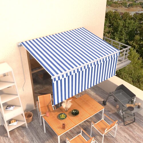 vidaXL Tenda na ručno uvlačenje s roletom 3 5 x 2 5 m plavo-bijela Cijene