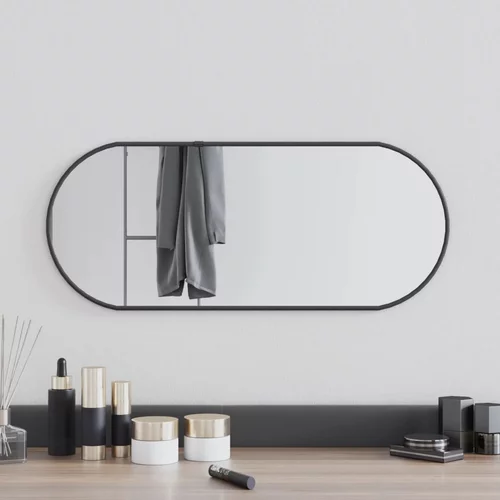 vidaXL Stensko ogledalo črno 60x25 cm ovalno